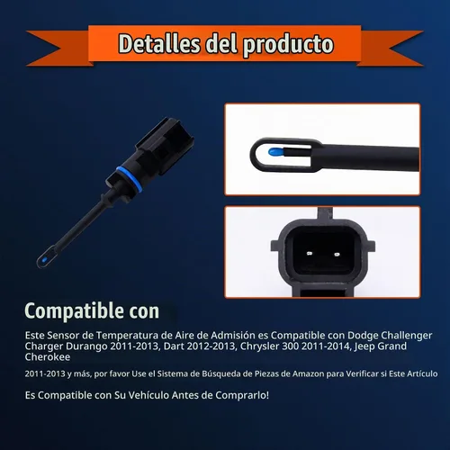 Vista 3 de HiSport 5149279AC Sensor IAT de temperatura de admisión de carga de aire compatible con Chrysler 300 Dodge Challenger Dart Durango Fiat 500X Jeep