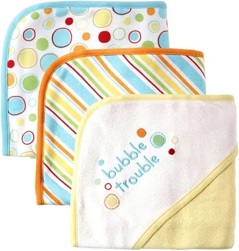Vista 10 de Luvable Friends Toallas unisex con capucha de rizo de algodón para bebé, elefante básico, talla única