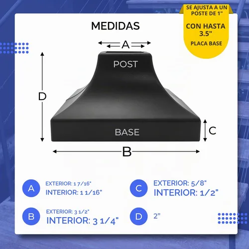 Vista 5 de Cubierta para base de poste de cubierta – Base de zapatos duradera a presión que transforma instantáneamente las patas de la mano y la escalera