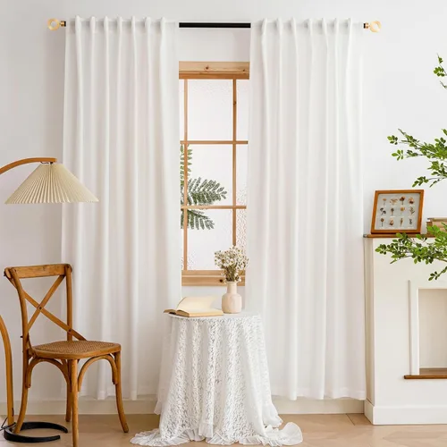 Vista 26 de MYSTIC-HOME Juego de cortinas de niveles transparentes blancas para cocina de 24 pulgadas de largo, tratamiento de cortinas para ventanas pequeñas