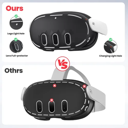 Vista 2 de Juego de funda protectora de silicona compatible con accesorios MetaOculus Quest 3, fundas de silicona que contienen cubierta de carcasa de realidad