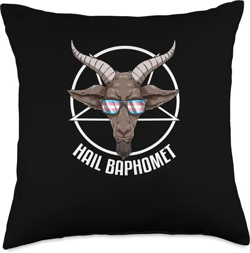 Vista 4 de T-Shirts and Gifts Baphomet Transgender Transgender Baphomet Devil - Almohada gótica, 16 x 16 pulgadas, multicolor