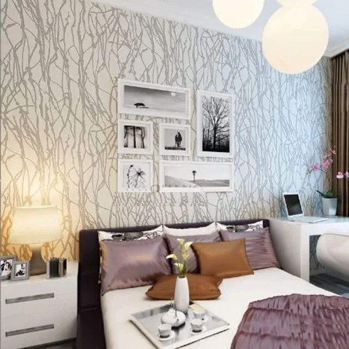 Vista 7 de DAWEI Patrones de curvas minimalistas modernos, material no tejido para dormitorio, sala de estar, rollo de papel tapiz sin pegar, 1.7 ft x 32.8 ft