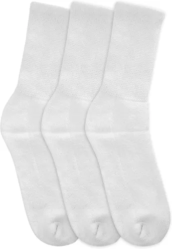 Vista 5 de Personal Touch Calcetines Diabetic Crew para hombre, 3 pares (10-13, blanco)