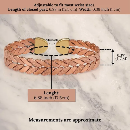 Vista 9 de Handmade Elegant Copper Bracelet for Women - Pure Copper Bracelet for Pain Relief and Stress Relief - Adjustable Entwisted Copper Bracelet to Fit
