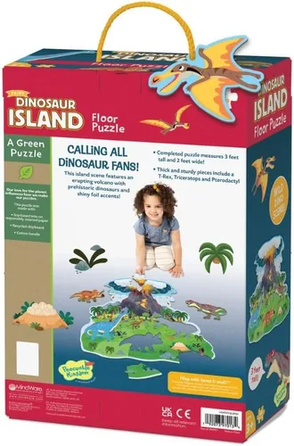 Vista 4 de Peaceable Kingdom Rompecabezas de piso de dinosaurio jumbo de 48 piezas Un rompecabezas de piso de 42 piezas que construye enfoque y paciencia. A