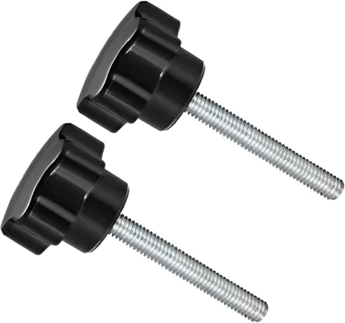 Vista 18 de Perillas de sujeción de estrella, rosca macho M6 x 0.591 in, cabeza de 1.220 in, mango de tornillo de pulgar de plástico, perno roscado negro