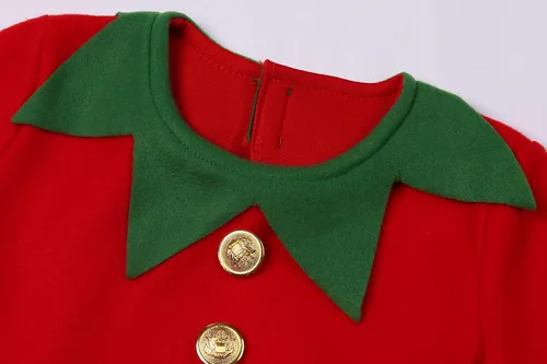 Vista 3 de Simplecc Christmas Elf Costume for Kids Girls Santa's Helper Costume Xmas Festive Elf Dress Outfit with Hat Shoes Stockings