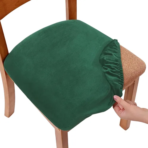 Vista 11 de Smiry - Fundas de asiento de terciopelo para silla de comedor, juego de 2, ajuste elástico, extraíbles y lavables, fundas protectoras de cojín