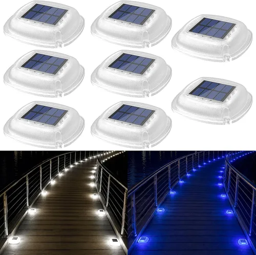Vista 14 de Lacasa Solar Deck Lights, 4 Pack Dock Step Driveway Pathway Garden Lights Cool White & Warm White