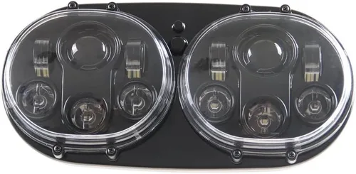 Vista 4 de SUNPIE Faro delantero LED cromado de 5-3/4 pulgadas, proyector de motocicleta, faros LED duales, compatible con accesorios Harley Road Glide Negro