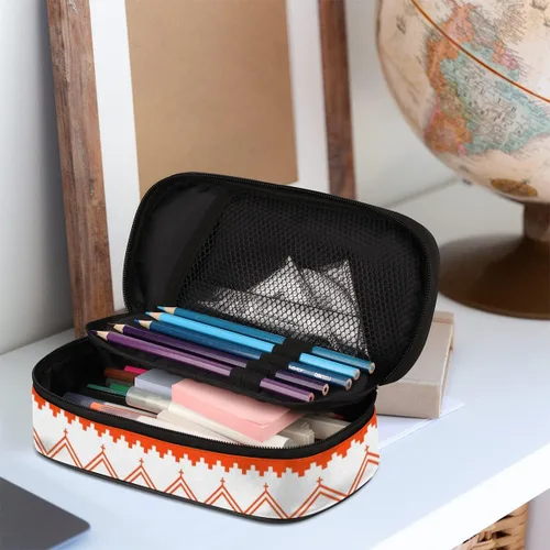 Vista 5 de Pardick Estuche para lápices azteca de gran capacidad, con estampado azteca, con compartimentos con cremallera, para niños, niñas, adultos