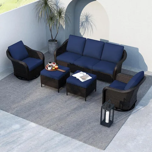 Vista 31 de Sofá de patio al aire libre de 2 plazas con mimbre de PE tejido a mano Beige