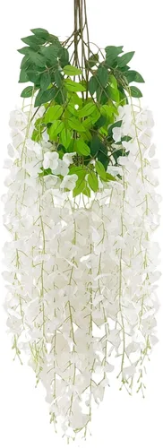 Vista 34 de Paquete de 5 guirnaldas de flores colgantes de glicina rosa, enredaderas de flores artificiales de 3.77 pies, glicinia falsa, guirnalda colgante