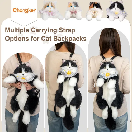 Vista 3 de Chongker Mochila con forma de gato Calico, negro (BlackCat), Grande, Mochila Gato Negro