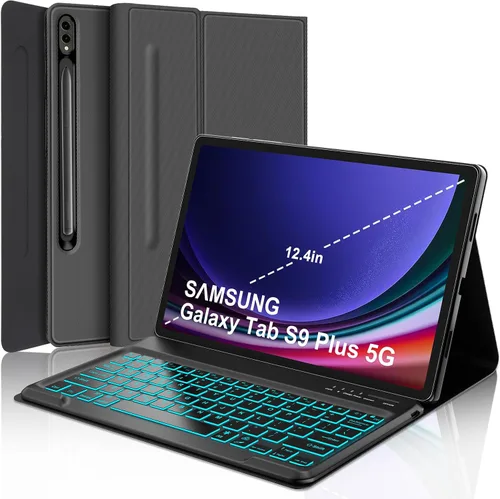 Vista 9 de Funda de teclado para Samsung Galaxy Tab A9+ Tablet de 11 pulgadas, teclado Bluetooth desmontable, funda inteligente Galaxy A9 Plus con teclado