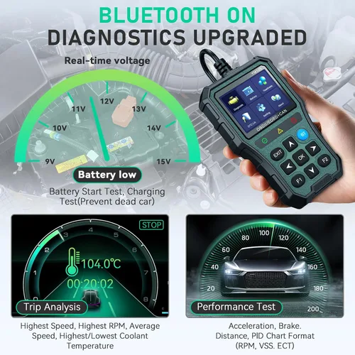 Vista 6 de AMTIFO Herramienta de diagnóstico Bluetooth con escáner OBD2, compatible con iOS/Android, datos en tiempo real, probador de batería, Plug and Play