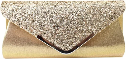 Vista 9 de Queena Bolso de mano de noche brillante con purpurina para mujer, bolso de mano con cadena para boda, fiesta, graduación, regalo para mamá, esposa