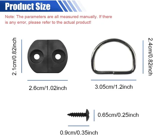 Vista 2 de Craedli Anclajes de amarre con anillos en D, anclaje de amarre de carga de remolque resistente con tornillos, montaje en superficie de automóvil