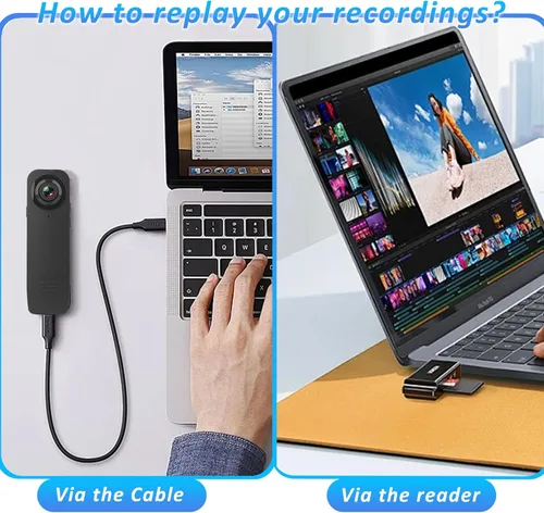 Vista 6 de Mini cámara corporal con grabación de audio y video, pequeña cámara POV 1080P con tarjeta de 16G, grabadora portátil personal portátil