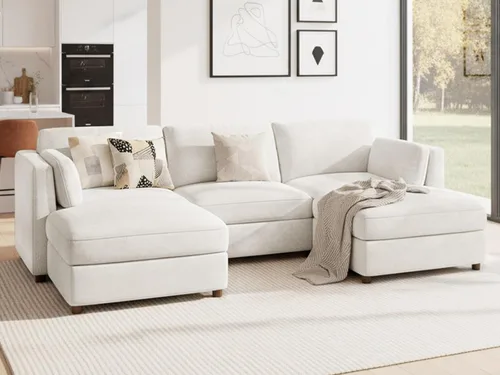 Vista 20 de CUGOAO Sofá biplaza extragrande de 83.5 pulgadas, sofás para sala de estar, sofá nube de felpilla de asiento profundo, sofá modular seccional, funda