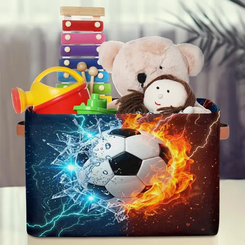 Vista 3 de AUUXVA SEULIFE - Cesta de almacenamiento plegable para fútbol y fútbol en agua de fuego, organizador grande plegable, cubos de almacenamiento, cajas