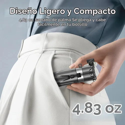 Vista 3 de Trípode Selfie Stick Mini con control remoto, trípode de agarre extensible de 17 pulgadas, tamaño de bolsillo 3 en 1 con 2 zapata fría, obturador