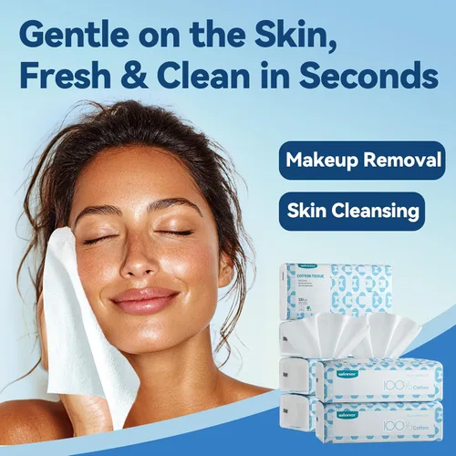 Vista 8 de Winner Paquete suave de toallas faciales, 100% de base biológica USDA, pañuelos de algodón sin perfume para piel sensible, toallitas faciales