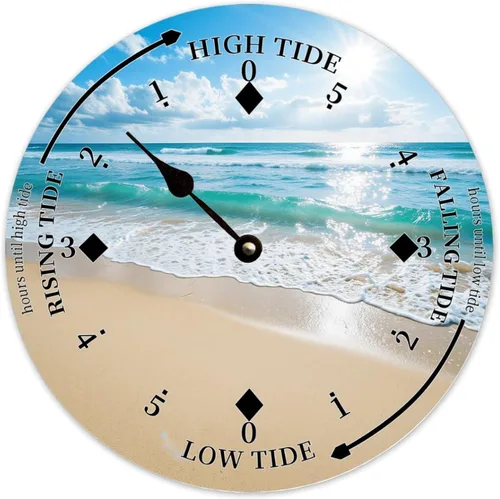 Vista 5 de Tide Clock for Wall Ocean Waves Time Coastal Beach Clocks