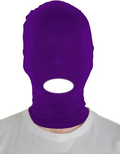 Vista 11 de Sheface Máscara con capucha de boca abierta de elastano para hombre y mujer, disfraz de cosplay de Halloween Negro