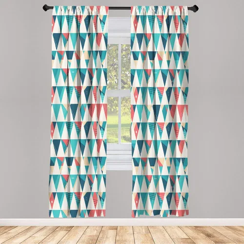 Vista 18 de Ambesonne - Cortinas amarillas para ventana, arte moderno escandinavo de escena de jardín con flores de tulipán y mariposas bailando, juego de 2