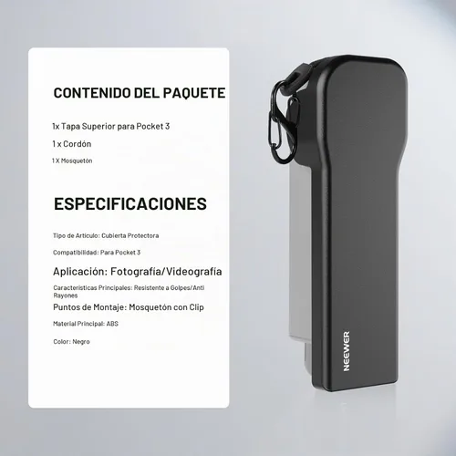Vista 8 de NEEWER Funda protectora Pocket 3 con mosquetón, resistente a prueba de golpes, funda rígida de viaje, compatible con DJI Osmo Pocket 3 Gimbal Screen