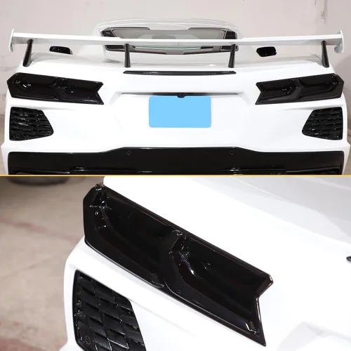 Vista 7 de Cubierta de luces traseras de automóvil compatible con Corvette C8 Stingray Z06 E-Ray 2020-2023 2024 2025, cubierta de lámpara trasera ahumada