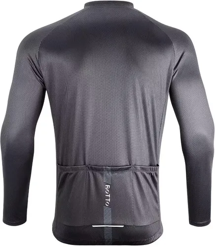 Vista 2 de ROTTO Camiseta de ciclismo para hombre, manga larga, línea simple, serie