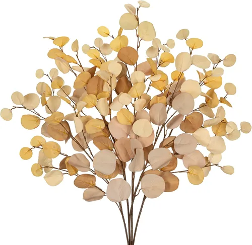 Vista 7 de DILATATA Rama de Eucalipto Artificial Negro de 32 pulgadas, Hojas de Eucalipto de Otoño, Ramas de Hojas de Otoño, Tallos Artificiales de Otoño