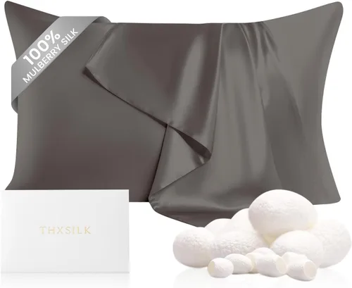 Vista 10 de THXSILK Funda de almohada 100% seda de morera para la salud del cabello y la piel, funda de almohada suave y lisa de 22 momme con cremallera oculta