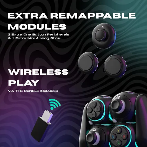 Vista 9 de ByoWave Proteus Controller Kit – Modular Gaming Controller with 15+ Interchangeable Parts, Custom Remapping & LED Lighting – Works with PC, Steam