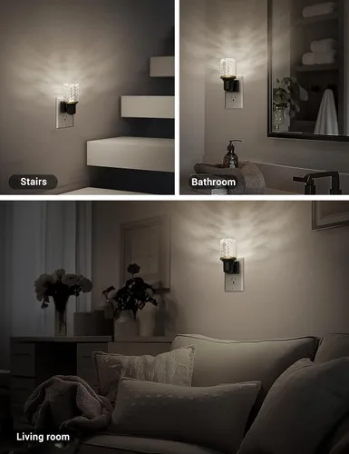 Vista 4 de JandCase Luz de Noche LED, Luces Nocturnas Regulables Enchufables en la Pared, Luz Nocturna Moderna con Sensor de Luz Automático de Encender/Apagar