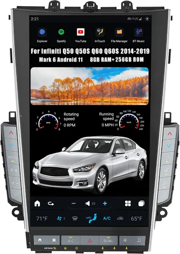 Vista 8 de Aucar Mark 6 - Unidad principal de radio de coche Android estilo T de 13.6 pulgadas para Infiniti Q50 Q50S Q60 Q60S, reproductor de video estéreo