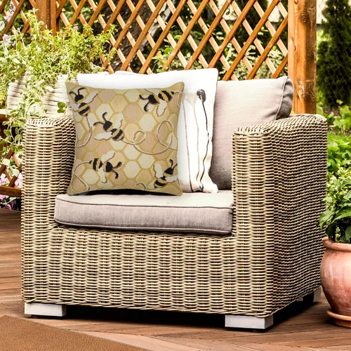 Vista 36 de Liora Manne Marina - Almohadas de fácil cuidado para interiores y exteriores, 12 x 18 pulgadas, color verde Verde Libre de Abejas