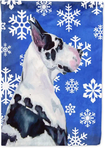 Vista 98 de Caroline's Treasures SC9374GF Bulldog English Snow flakes Holiday Garden Flag Buzón Bandera decorativa para patio exterior, patio, obras de arte