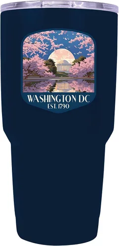 Vista 38 de Washington, D.C. Souvenir - Vaso aislado de acero inoxidable, 24 onzas, color negro, A
