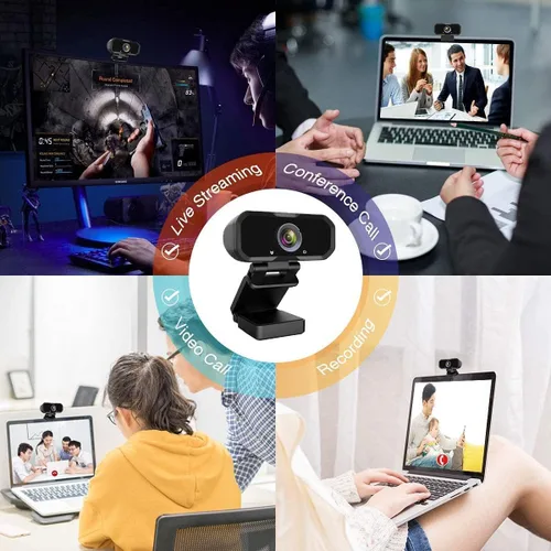 Vista 8 de Webcam 1080p HD interruptor de computadora 2 cámaras - Micrófono portátil USB PC Webcam con soporte para trípode, transmisión en vivo de 110 grados