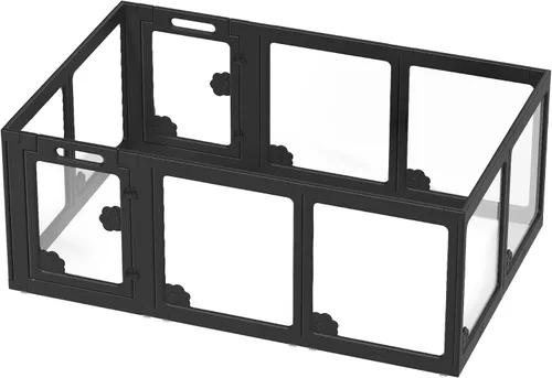 Vista 9 de Albott - Corralito acrílico transparente para perros para interiores, negro