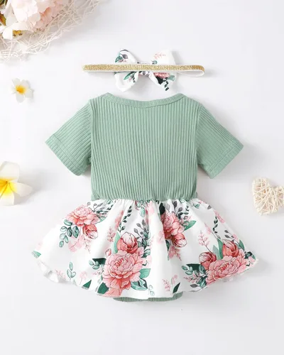 Vista 3 de Renotemy Mameluco de manga corta para bebé recién nacido, ropa de bebé niña