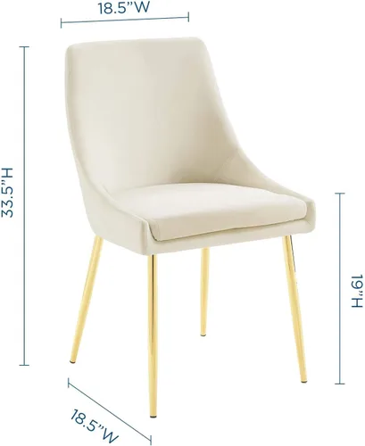 Vista 3 de Modway Viscount Performance - Sillas de comedor de terciopelo, juego de 2, color dorado marfil