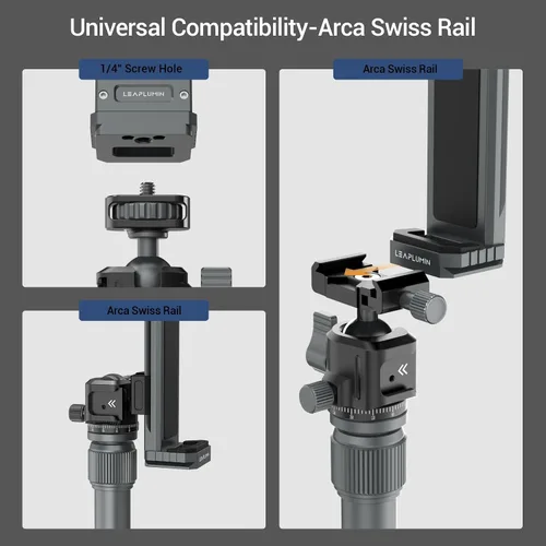 Vista 4 de Adaptador de trípode de aluminio para iPad Pro 12.9/11 (6.5"-17.3") - Soporte universal para tableta con tornillo de 1/4" Gris