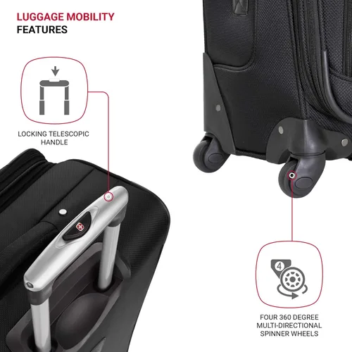 Vista 2 de SwissGear - Equipaje suave expandible Sion con ruedas, Negro