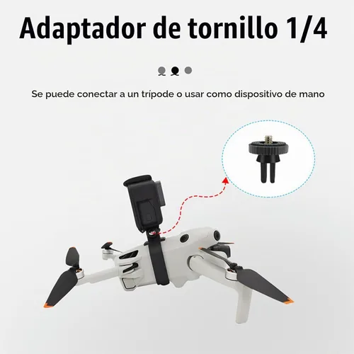 Vista 6 de Mini 4 Pro Drone Soporte de extensión para cámara de transporte superior con adaptador de montaje de trípode de tornillo de 1/4 compatible con DJI