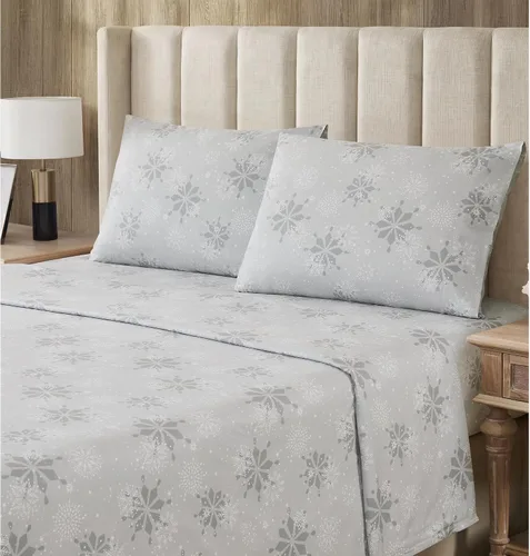 Vista 15 de Sweet Home Collection Juego de sábanas de franela de Navidad, diseño de oso y ciervo, tamaño individual, de microfibra cepillada suave con bolsillo